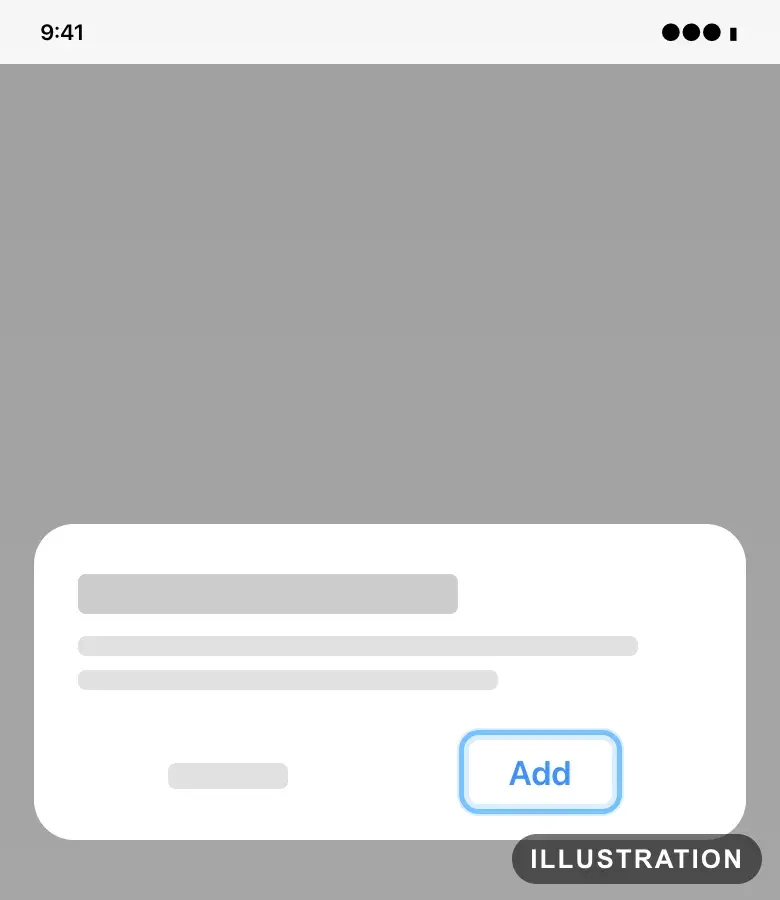 Illustration of the Samsung Galaxy confirmation to add the eSIM, with the Add button ringed