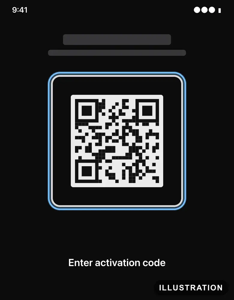 Illustration of the Samsung Galaxy QR code scanner with the camera frame ringed
