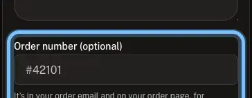 The Andalu contact form with the eSIM category chosen and the order field ringed