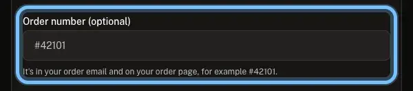 Andalu's contact form with the order box ringed
