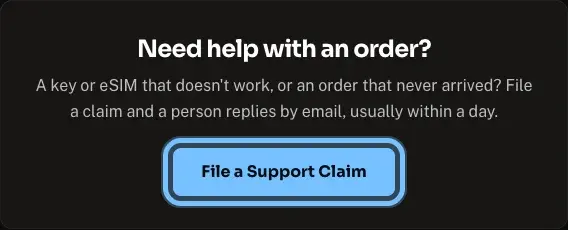 The bottom of Andalu's buyer protection page, with the File a claim button ringed