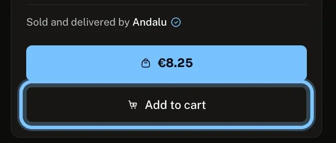 The bottom of the buy box with the Add to cart button ringed, under the Buy button