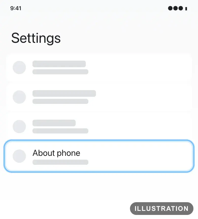 Illustration of Pixel Settings with About phone ringed