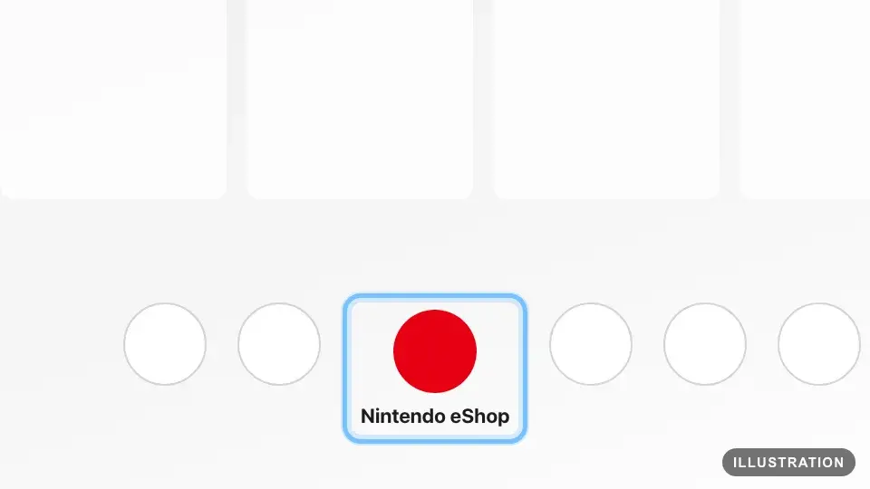 Illustration of the Nintendo Switch HOME Menu with the Nintendo eShop icon ringed