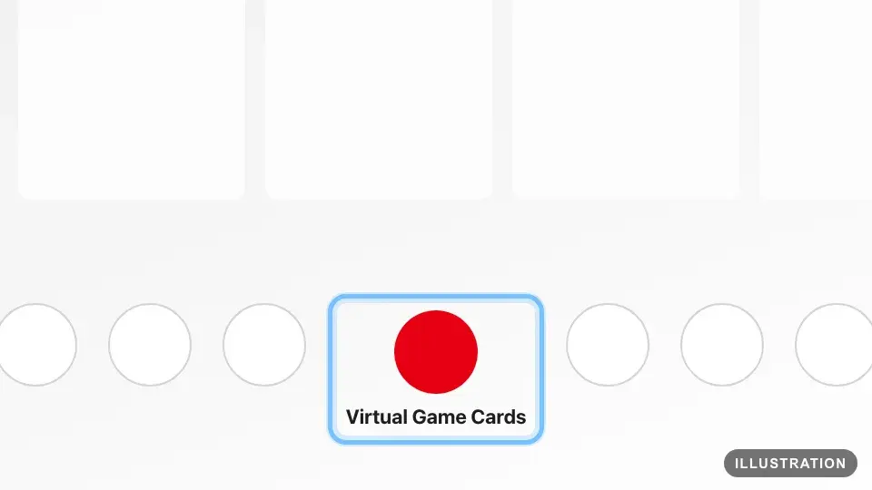 Illustration of the Nintendo Switch HOME Menu with the Virtual Game Cards icon ringed