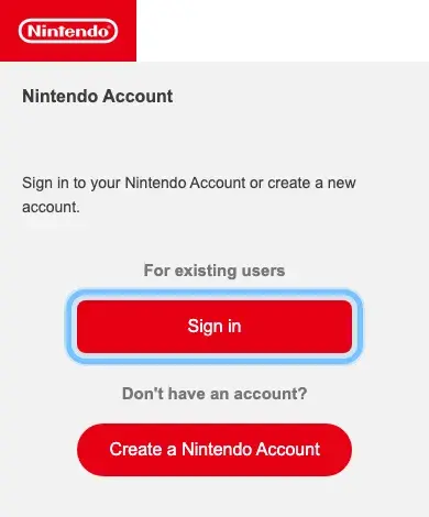 Nintendo's redeem page opened in a phone browser, signed out, with the Sign in button ringed