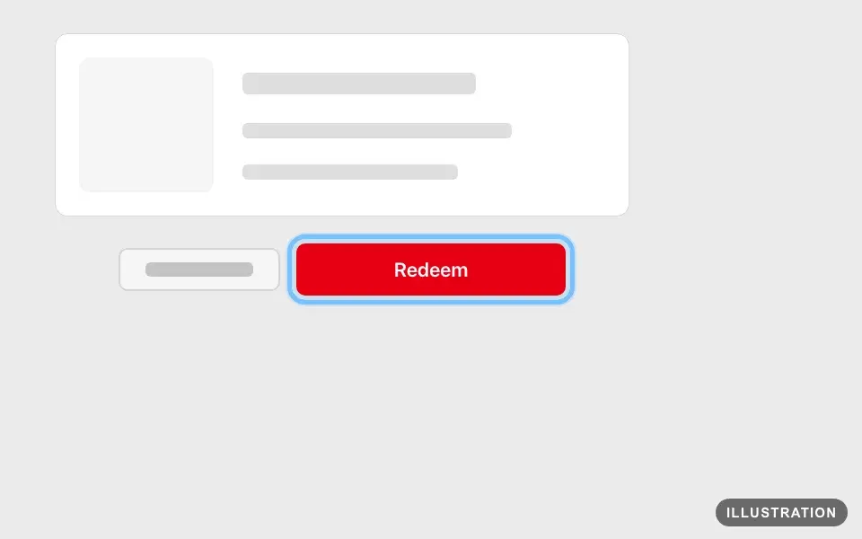 Illustration of Nintendo's redeem page at the last step, with the Redeem button ringed