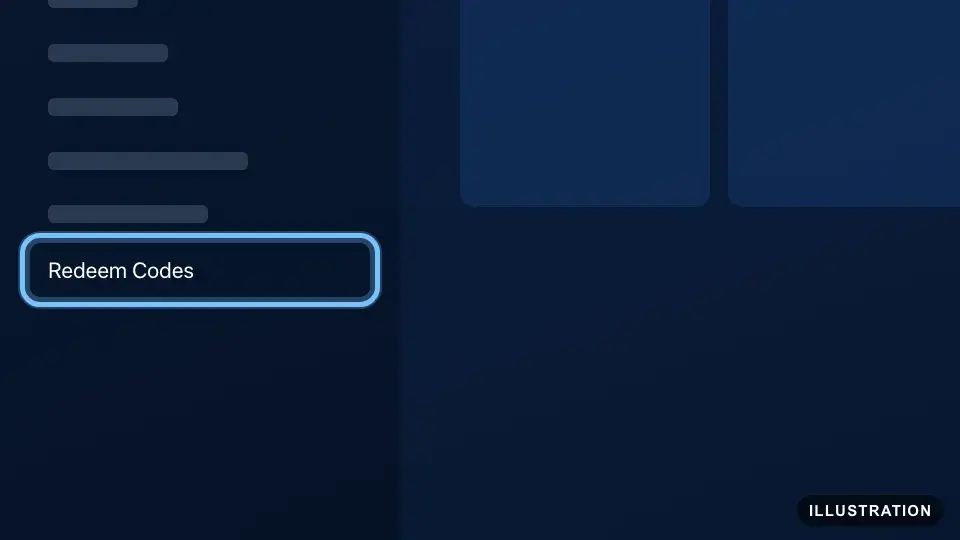 Illustration of the PlayStation Store on PS4 with Redeem Codes ringed at the bottom of the left sidebar