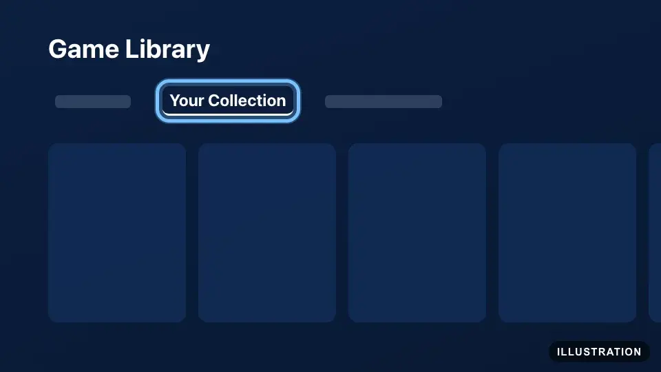Illustration of the PS5 Game Library with the Your Collection tab ringed