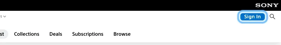 The PlayStation Store website, signed out, with the Sign In button ringed