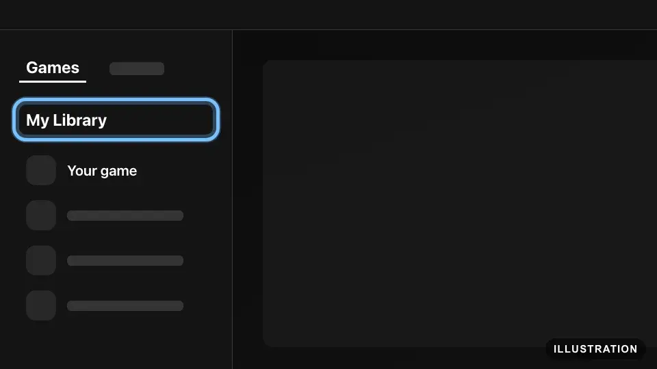 Illustration of the Rockstar Games Launcher on Games, with the My Library list ringed in the left column