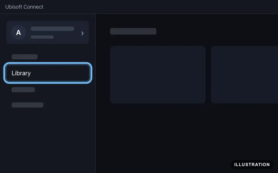 Illustration of Ubisoft Connect with Library ringed in the sidebar on the left