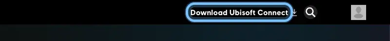 The Ubisoft Connect page on ubisoft.com with the Download Ubisoft Connect link ringed in the header